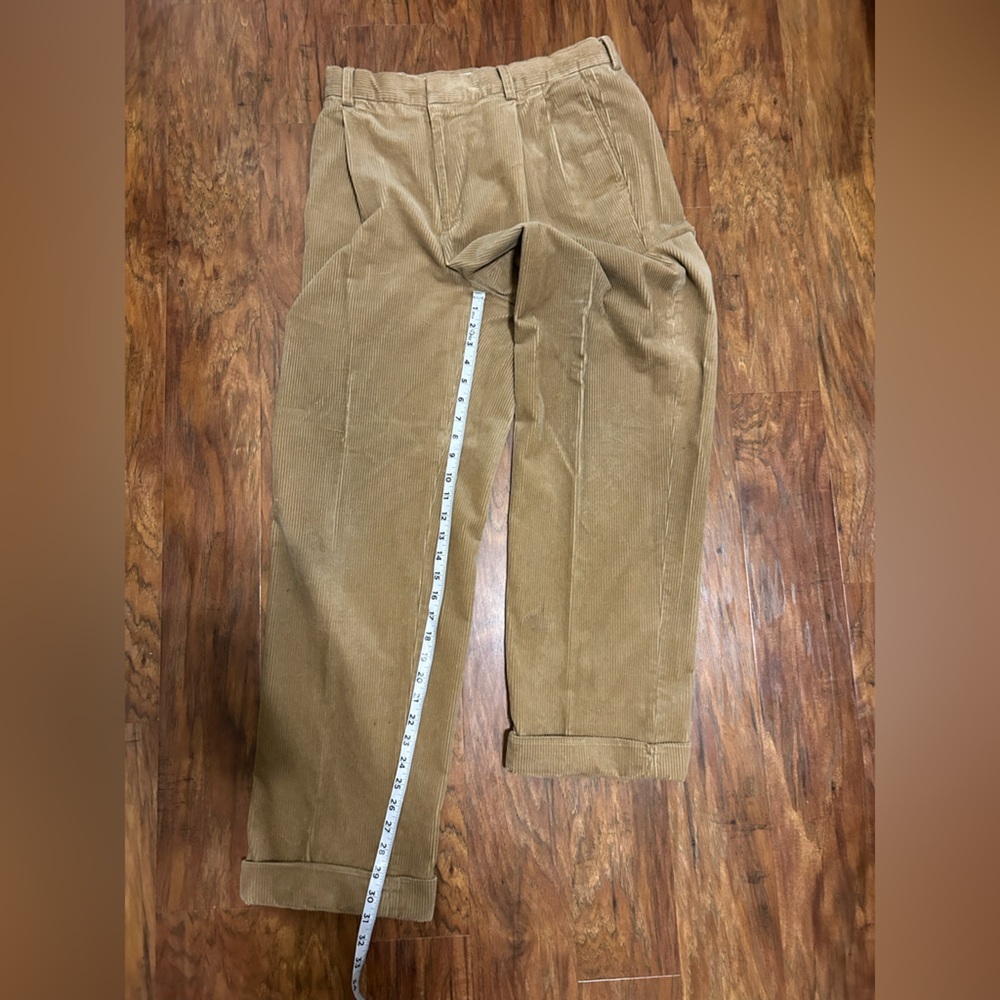 Men's Corduroy Pleated Front Trousers Tan Banana Republic Vintage - Picture 5 of 10